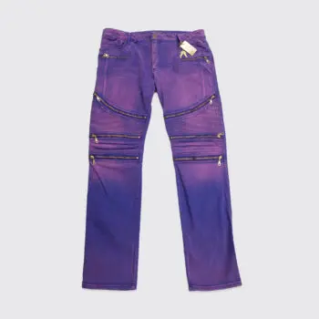 Robin's Jean The Show Motorcycle Size W36 Purple Cotton Stretch Distressed Zip