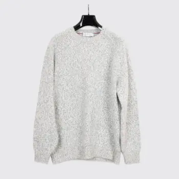 Brunello Cucinelli Sweater Size EU52 Cream Navy Cashmere Melange Made in Italy