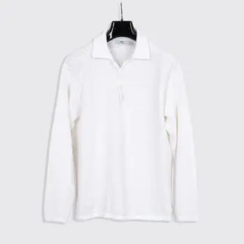 Inis Meain Sweater Size M Button Collar Solid White Knit Linen Made in Ireland