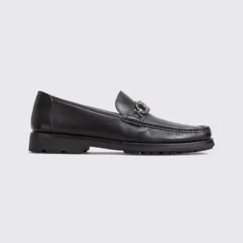 Salvatore Ferragamo Loafers Size 12 Men Black Leather Rubber Lug Sole Gancini