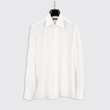 Tom Ford Sport Shirt Size 17.5 (44cm) Slim Fit White Lyocell Silk Made in Italy