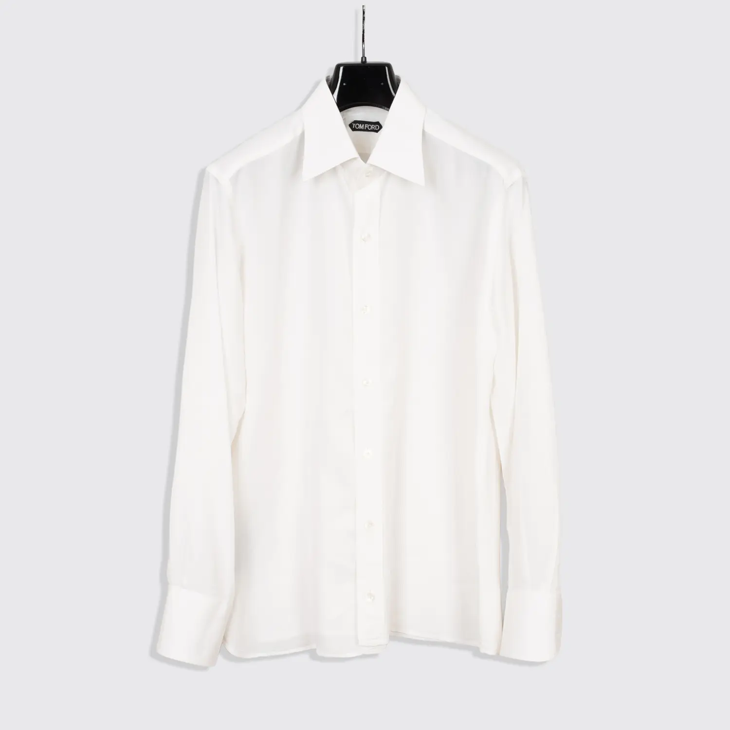 Tom Ford Sport Shirt Size 17.5 (44cm) Slim Fit White Lyocell Silk Made in Italy