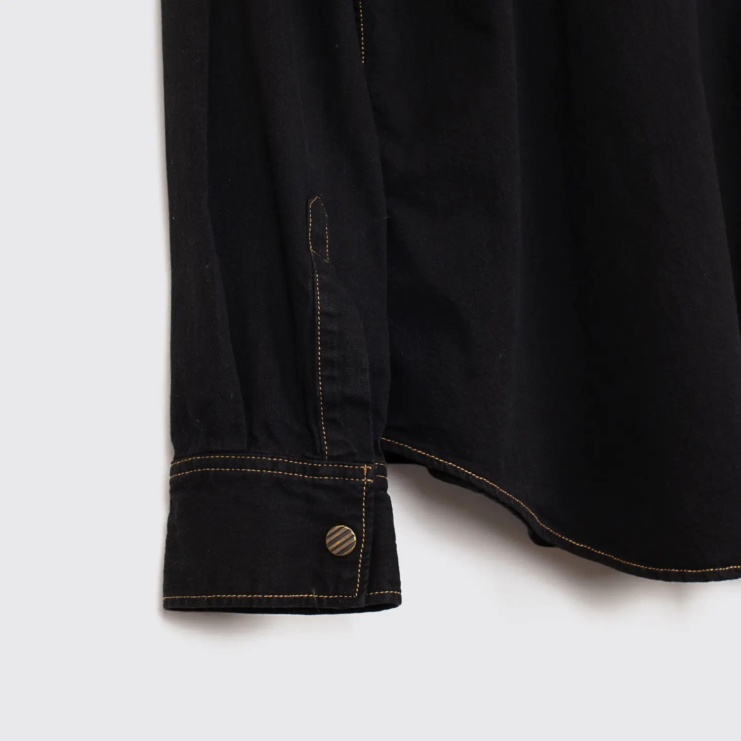 Billy Reid Shirt XXL Men Solid Black Cotton Denim Shoals Snap with Pockets