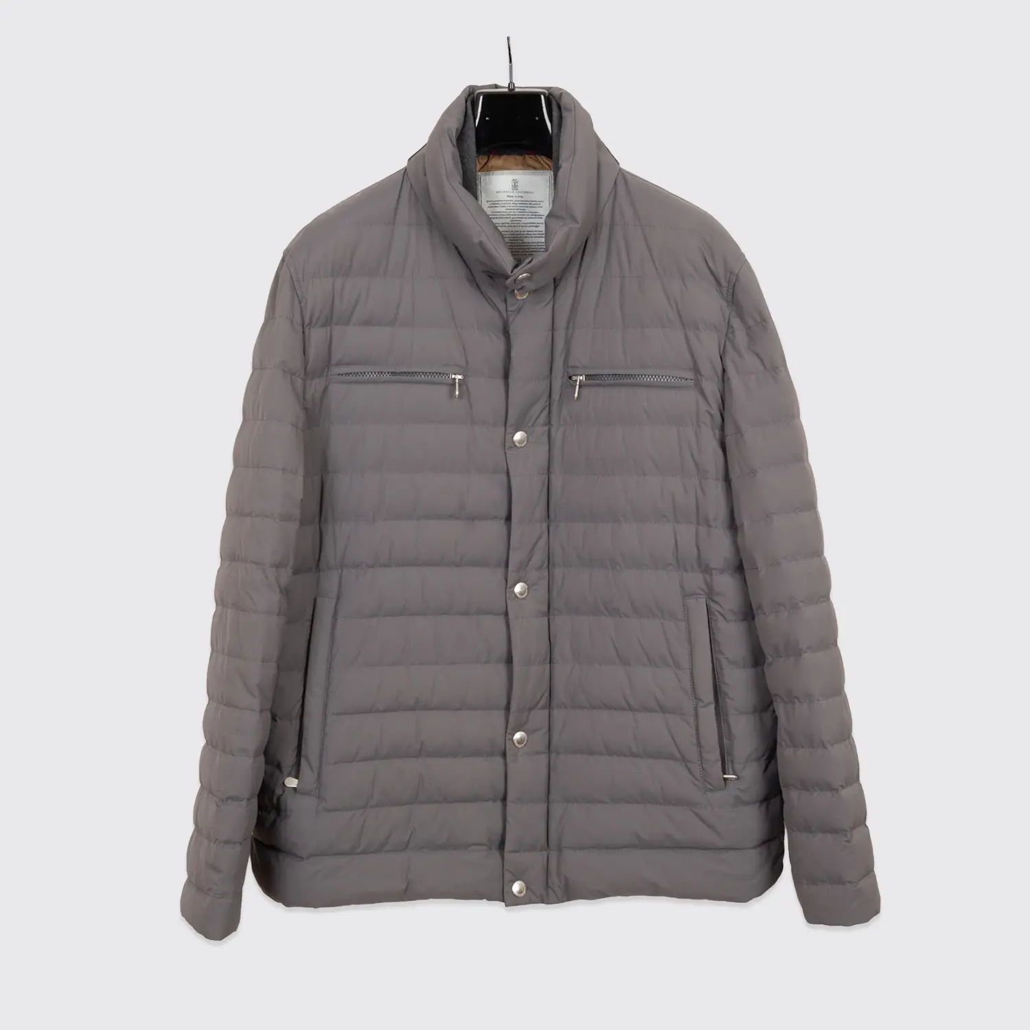 Brunello Cucinelli Quilted Jacket XXL Men Gray Goose Down Parka