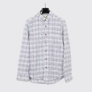 Wolf vs Goat Sport Shirt Size L Men Red Gray Check Cotton Poplin Lightweight