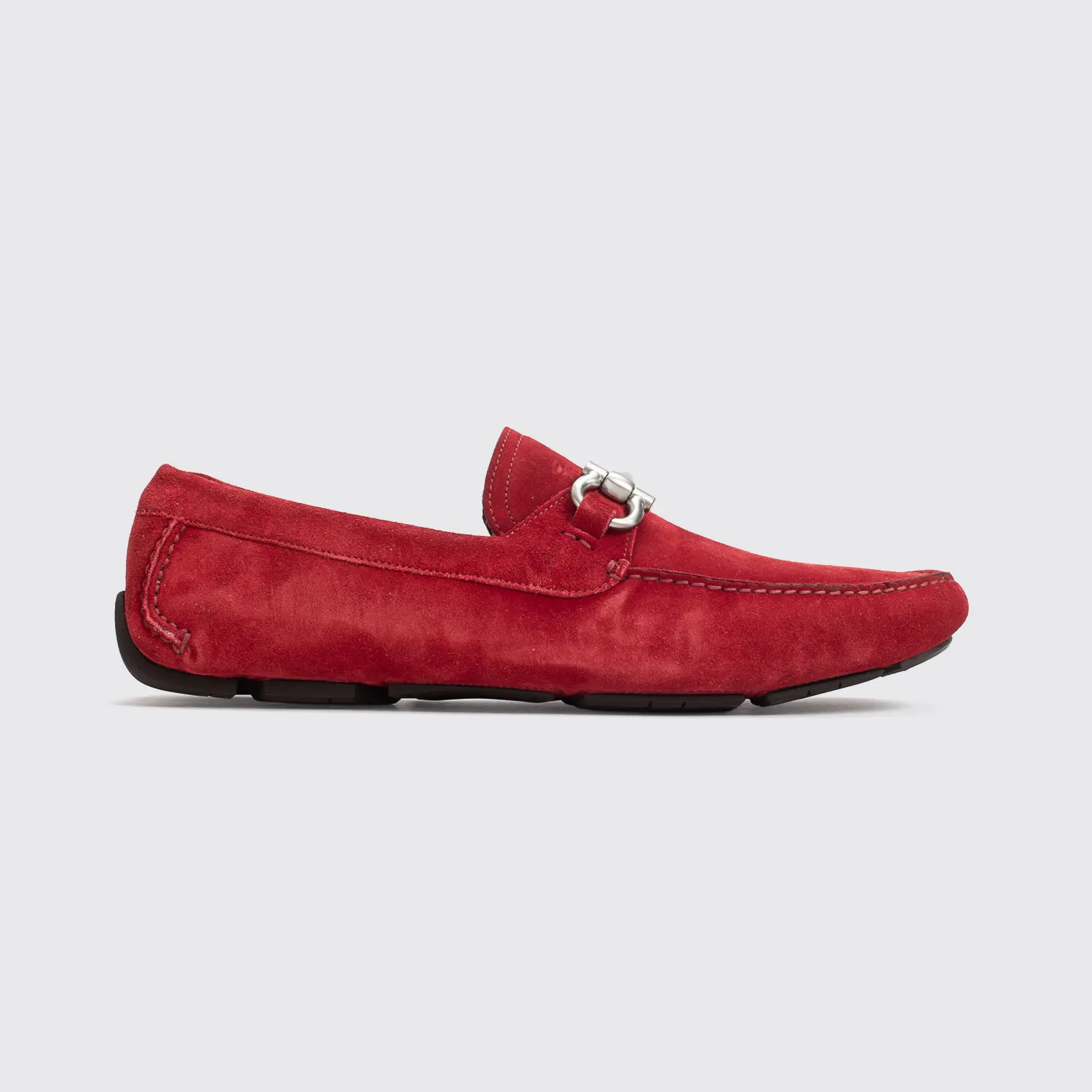 Salvatore Ferragamo Shoes Size 12 Parigi Eco Gancini Driving Moc Red Suede