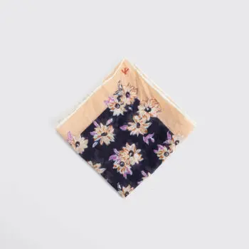 Isaia Napoli Pocket Square Floral Print Sheer Cotton Silk Small Made in Italy