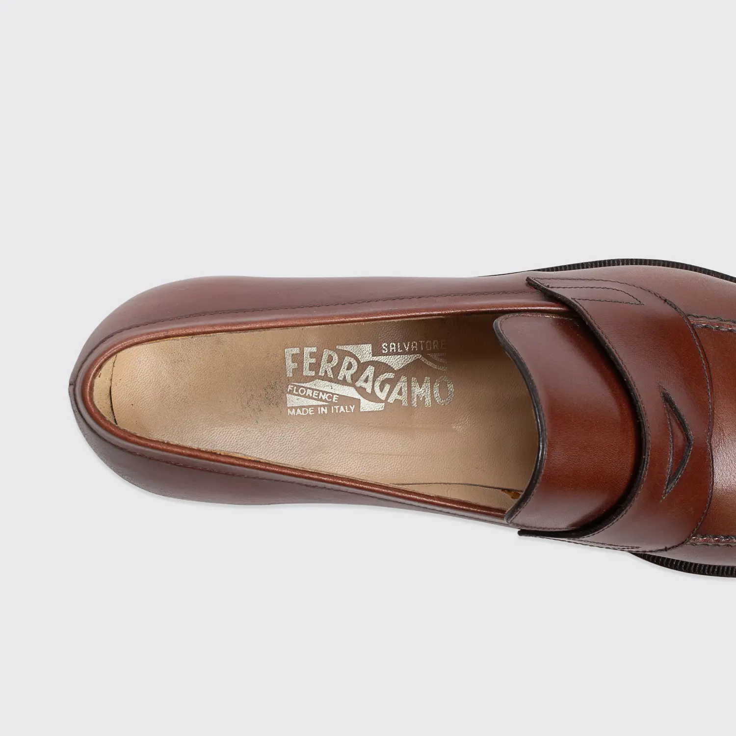 Salvatore Ferragamo Dress Loafer Shoes Size 12 Oxblood Brown Calfskin Leather