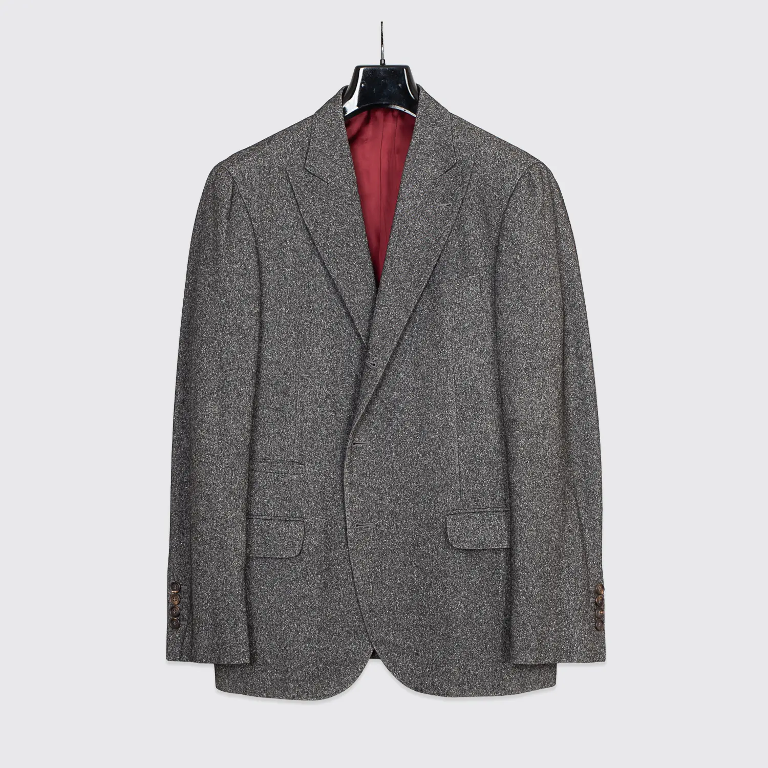 Brunello Cucinelli Blazer Size EU52 Gray Melange Wool Three Button Made in Italy