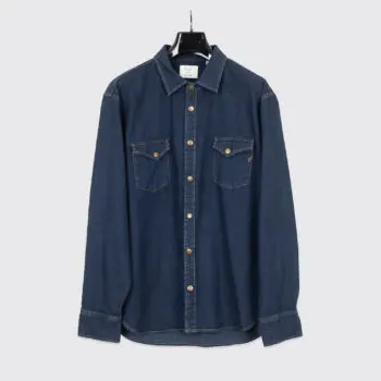 Billy Reid Shoals Denim Shirt XXL Men Indigo Blue Cotton Snap with Pockets