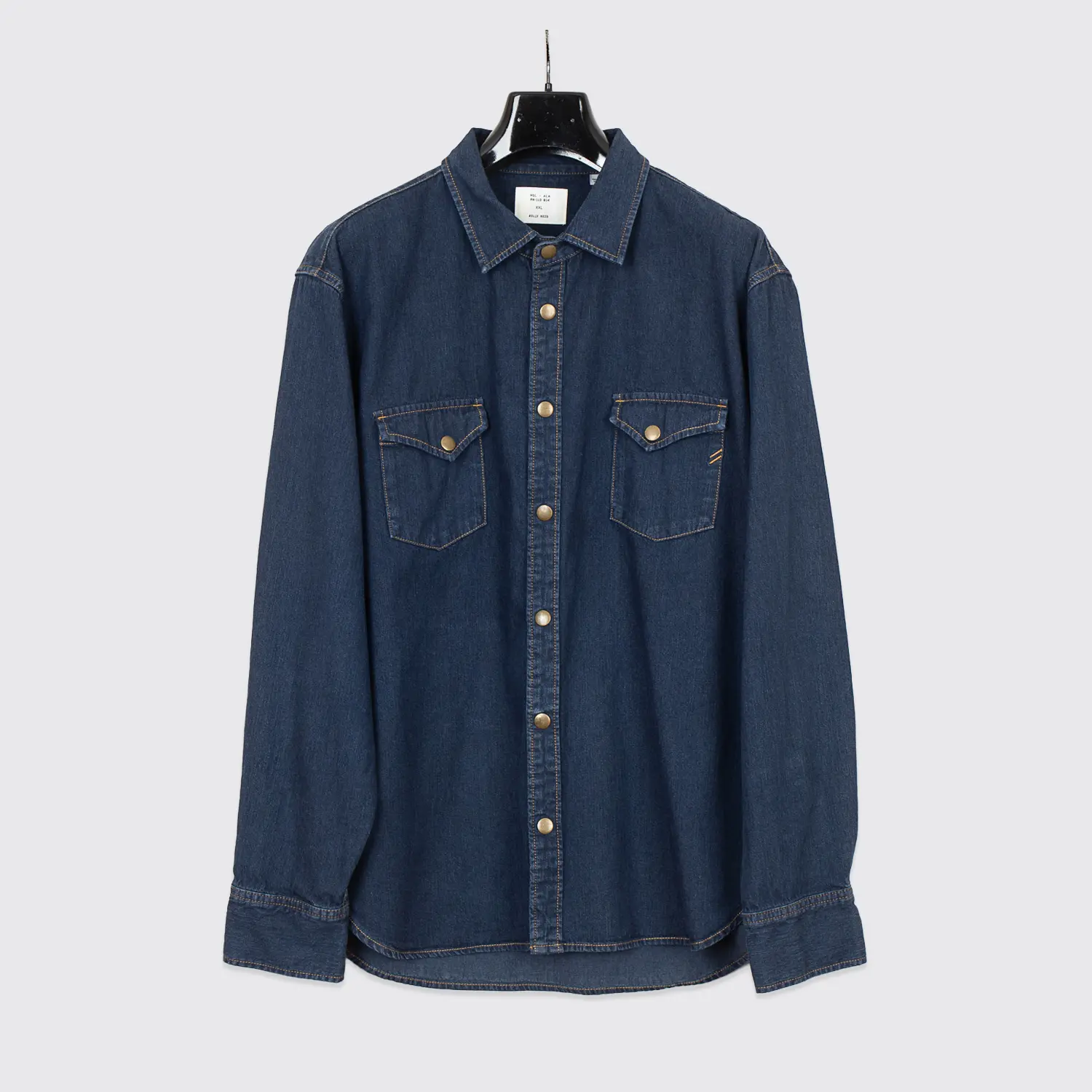 Billy Reid Shoals Denim Shirt XXL Men Indigo Blue Cotton Snap with Pockets