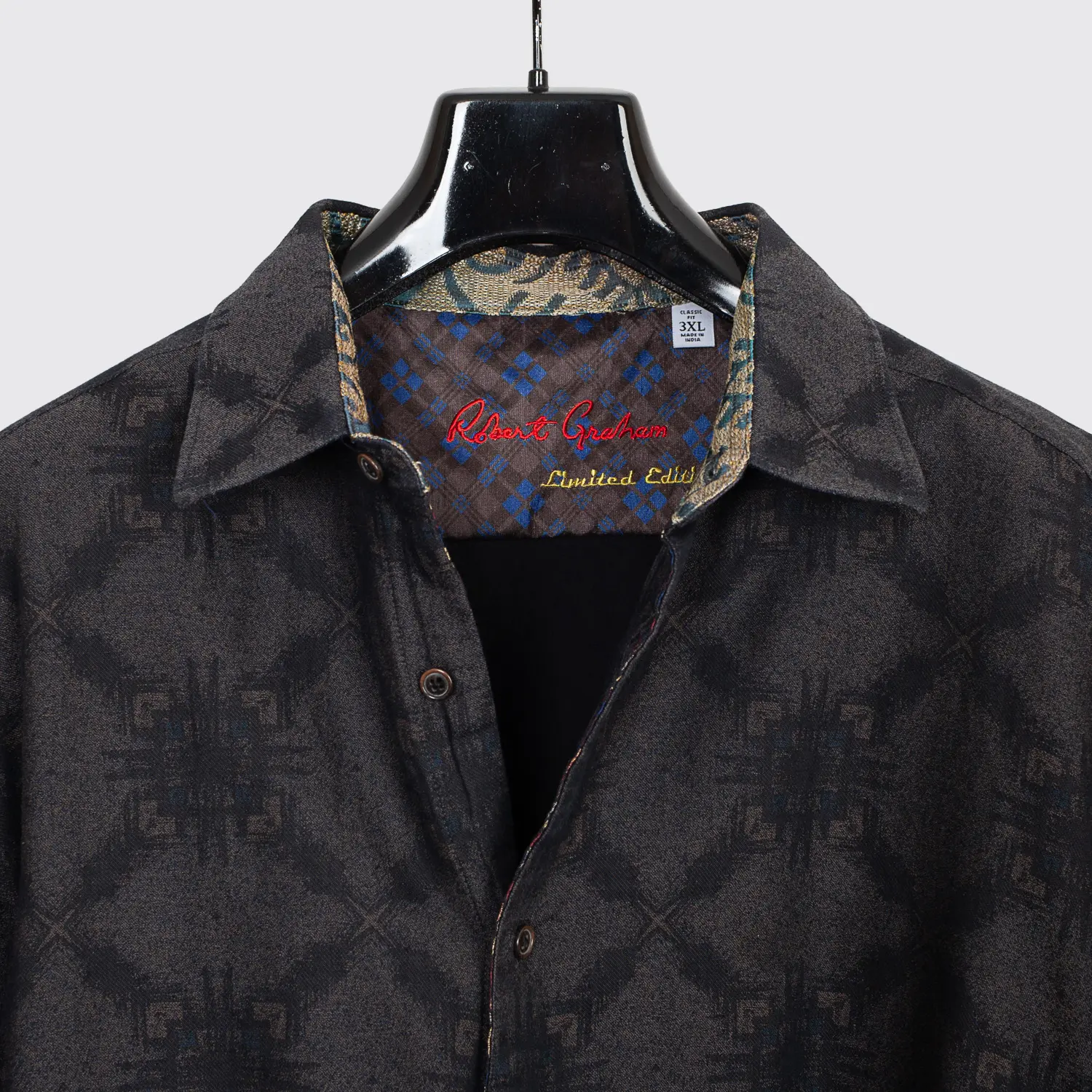 Robert Graham Shirt 3XL Dark Gray Embroidered Buck Limited Edition