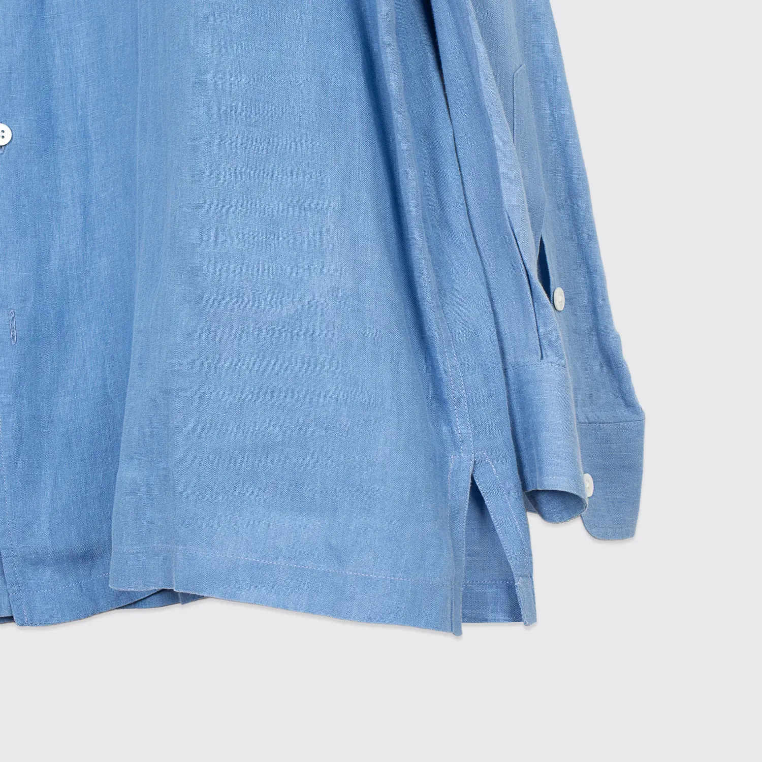 Ralph Lauren Purple Label Shirt Size XL Men Sky Blue Linen Straight Hem