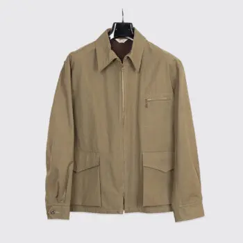 G&F Co. Jacket Size M Green Cotton Poplin Hunting Full Zip Lined Made in Japan