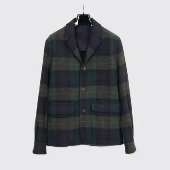 Polo Ralph Lauren Jacket Size 38R Navy Green Plaid Wool Magee Tweed Three Button