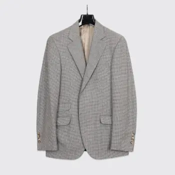 Brunello Cucinelli Jacket Size EU50 Gray Houndstooth Wool Blend Made in Italy
