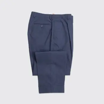 Officine Generale Pants Hugo Size W32 (EU48) Men Navy Blue Pleated Cotton Poplin