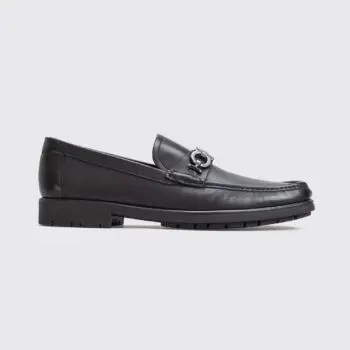 Salvatore Ferragamo Shoes Size 12 Master Gancini Loafers Black Calfskin Leather