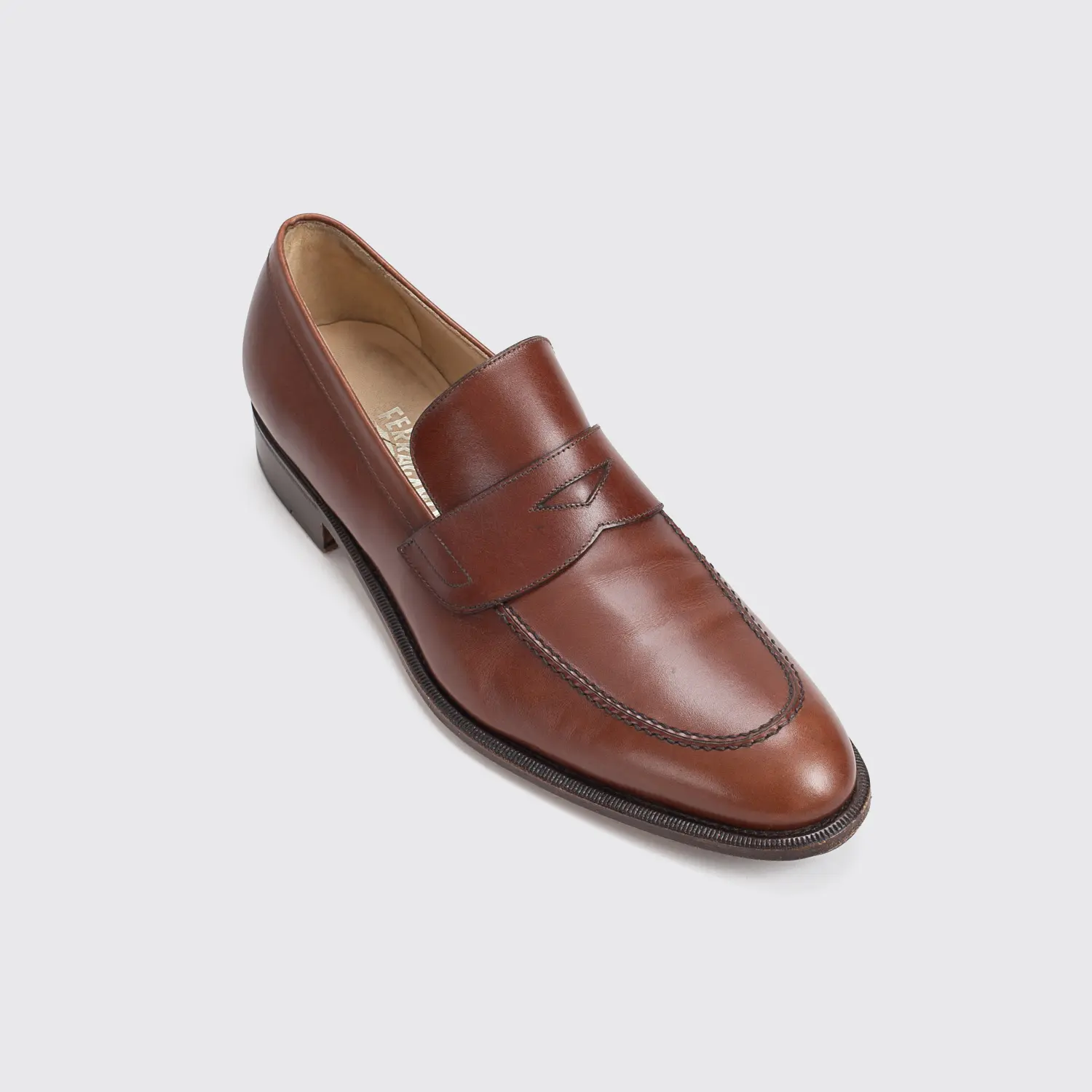 Salvatore Ferragamo Dress Loafer Shoes Size 12 Oxblood Brown Calfskin Leather