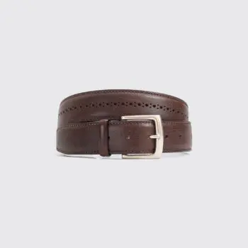Allen Edmonds Brogue Belt Size W42 (105 cm) Dark Brown Italian Saddle Leather