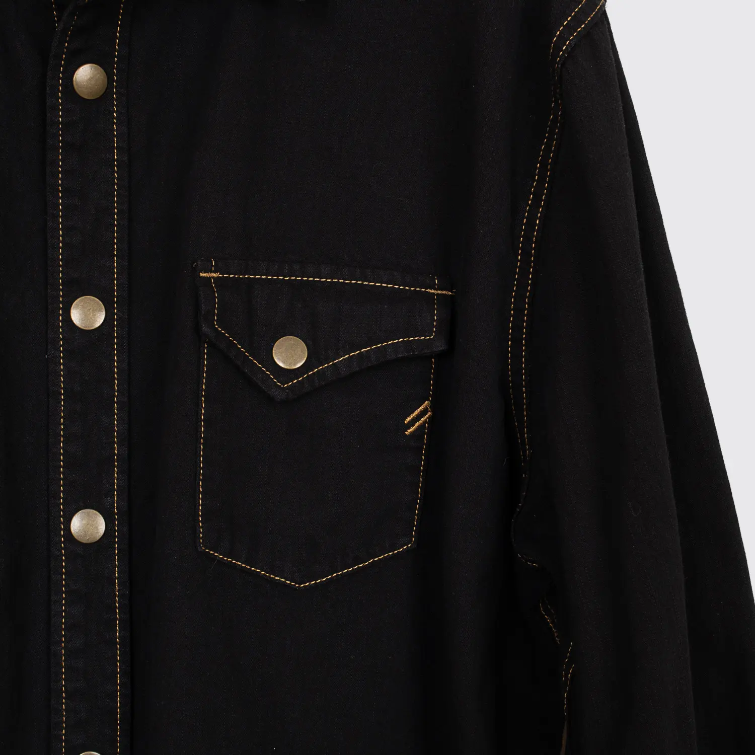 Billy Reid Shirt XXL Men Solid Black Cotton Denim Shoals Snap with Pockets