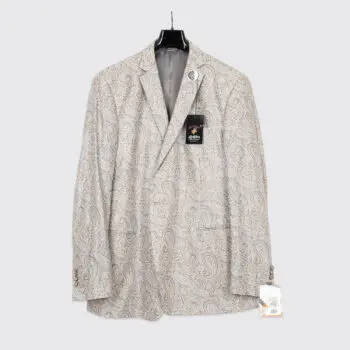 TALLIA x Lansky Bros Memphis Jacket 52L Silver Tan Paisley Linen Cotton Blend