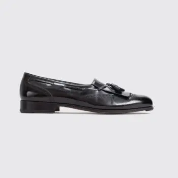 Salvatore Ferragamo Shoes Size 12 Men Black Smooth Leather Kilt Tassel Loafer