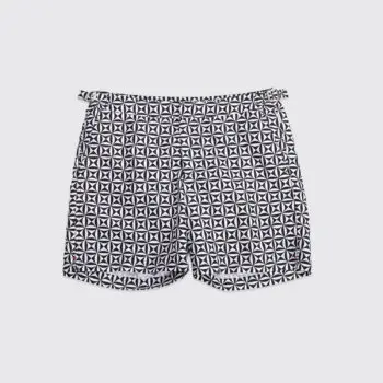 Orlebar Brown Swim Shorts W32 Black White Geometric Print Lined Bulldog
