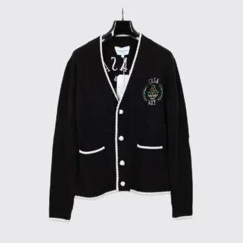 Casablanca Sweater Size S Embroidered Casa Way Cardigan Black Merino Cashmere
