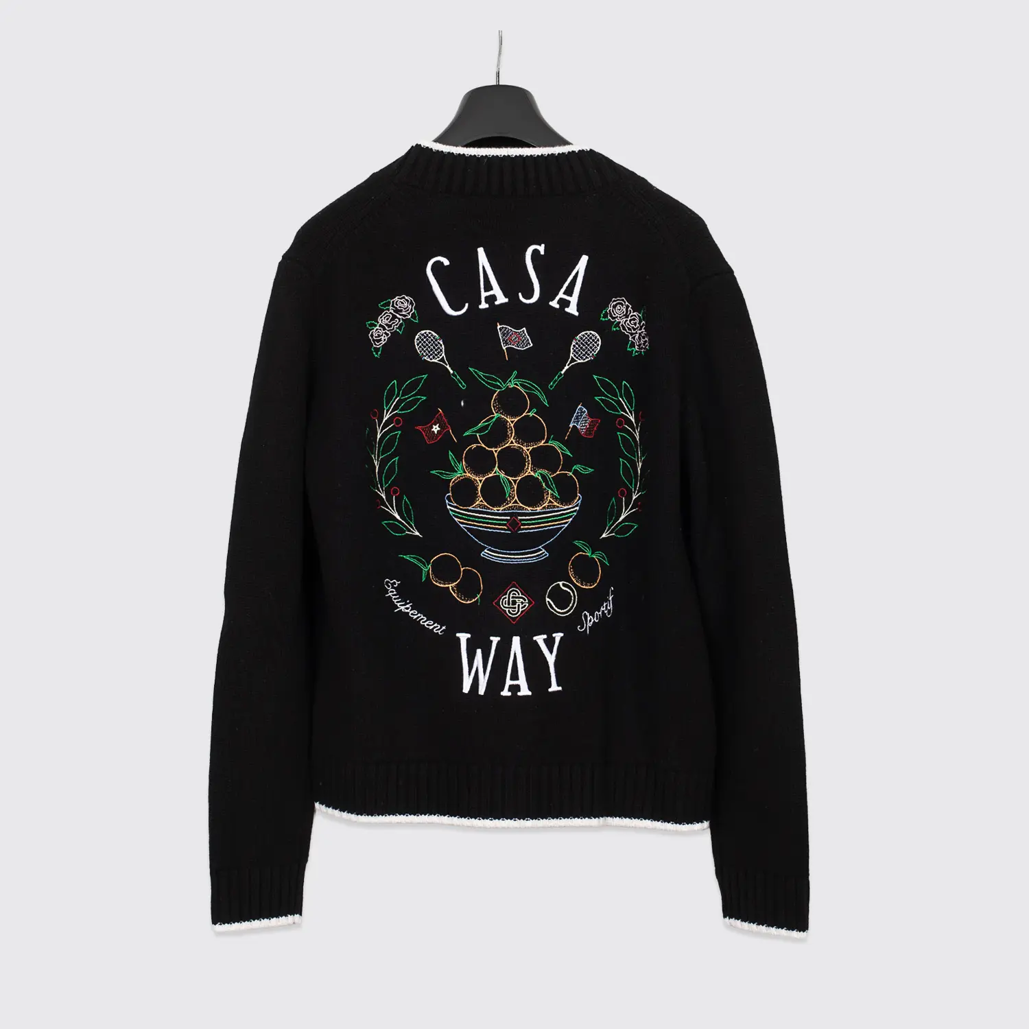 Casablanca Sweater Size S Embroidered Casa Way Cardigan Black Merino Cashmere