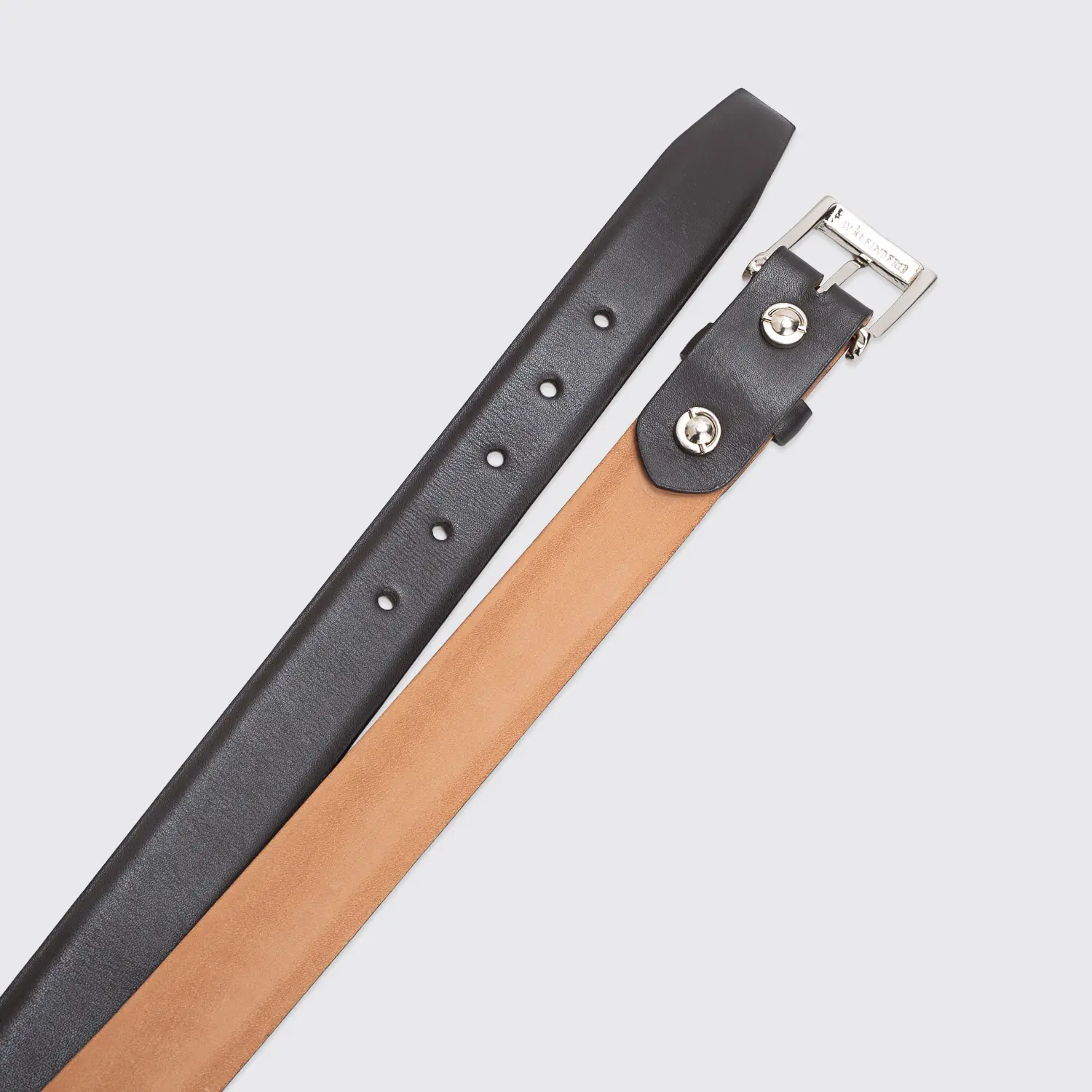 W. Kleinberg Belt Dark Brown Soft Leather Square Buckle Made in U.S.A.