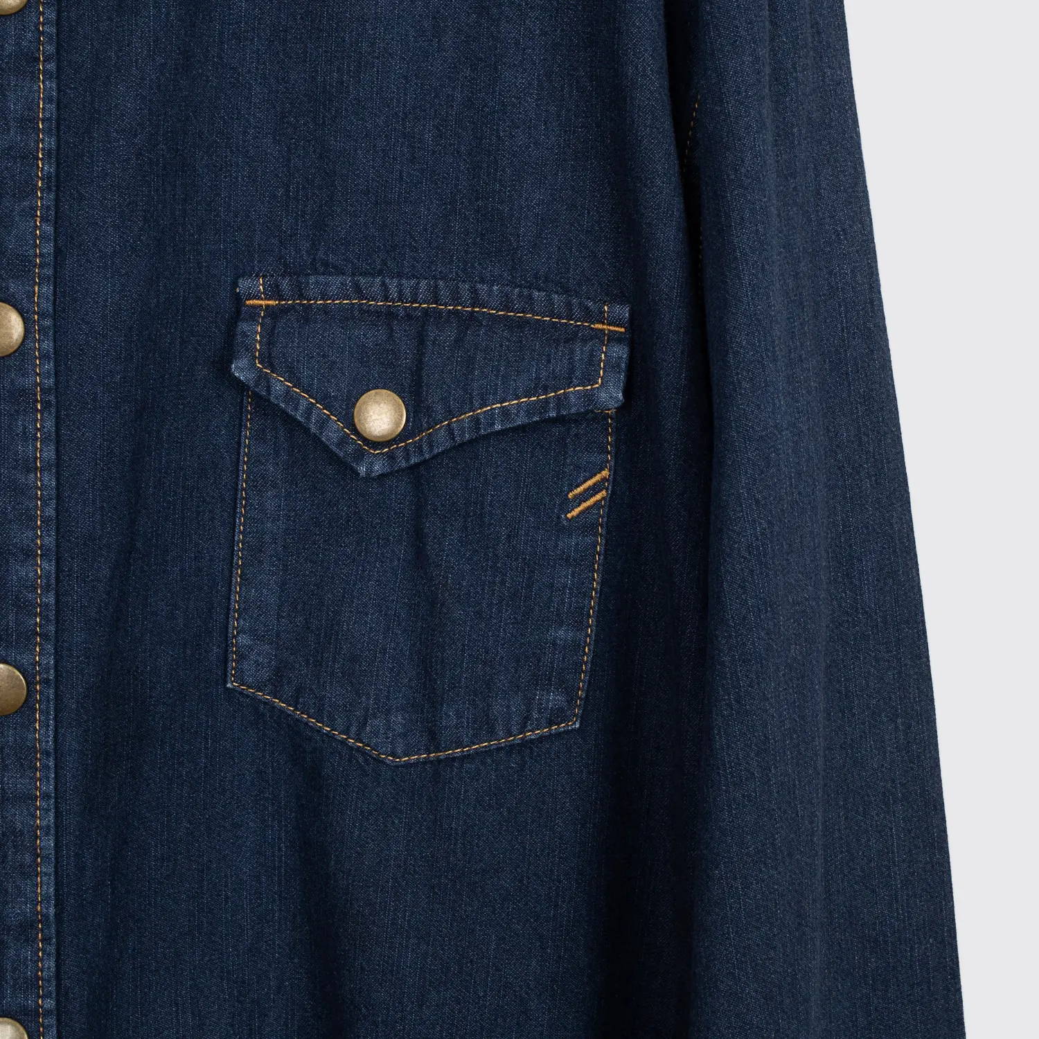 Billy Reid Shoals Denim Shirt XXL Men Indigo Blue Cotton Snap with Pockets