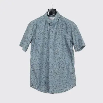 Patrik Ervell Club Collar Shirt Size L Blue Abstract Print Cotton Made in U.S.A.