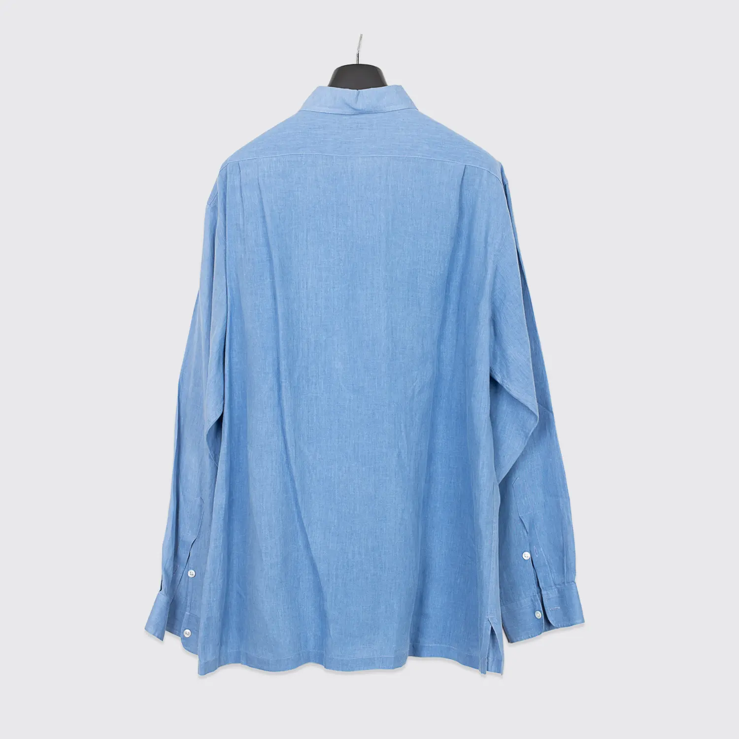 Ralph Lauren Purple Label Shirt Size XL Men Sky Blue Linen Straight Hem