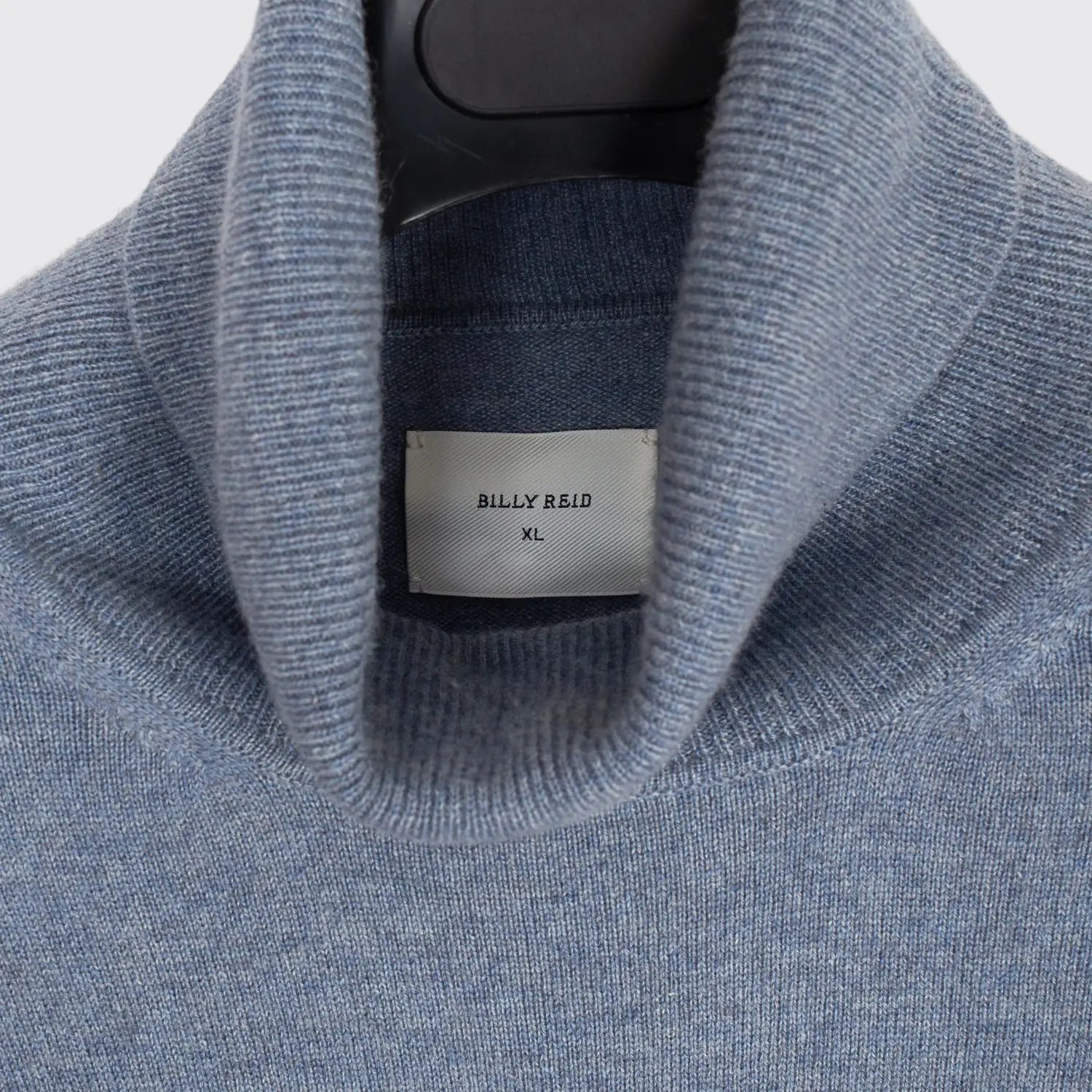 Billy Reid Cashmere Sweater Size XL Men Turtleneck Light Blue Knit Raw Hem