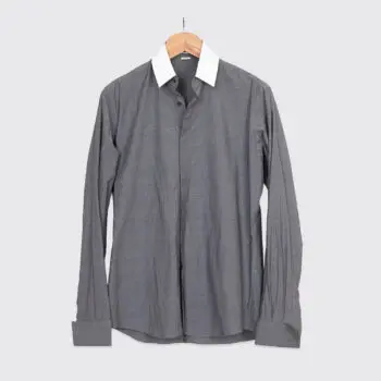 Dries Van Noten Shirt Size M Dark Gray Cotton Contrast Collar Made in Italy