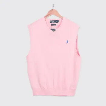 Polo Ralph Lauren Sweater Vest Size XL Men Pink Italian Pima Cotton Knit Logo