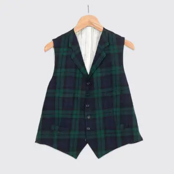 Polo Ralph Lauren Waist Coat Size 44R Men Navy Green Blackwatch Tartan Wool