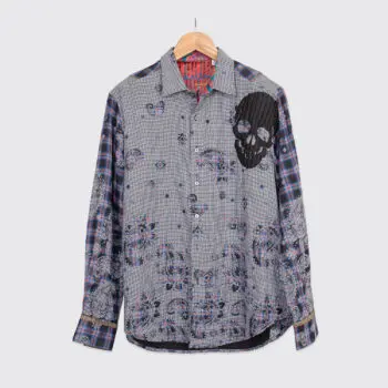 Robert Graham Shirt Size XL Multicolor Check Embroidered Cotton Limited Edition