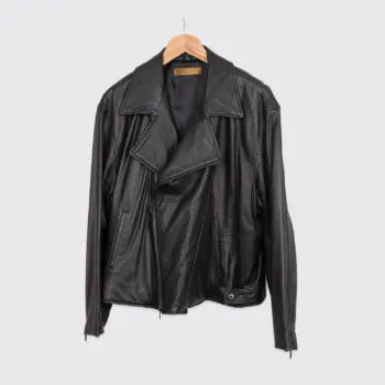 Donna Karan Biker Jacket Size XL Black Soft Full Grain Leather Quilted Lining