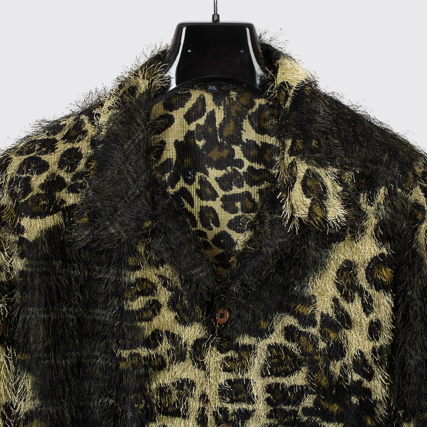 Maltos Animal Print Shirt Size 2XL Men Fringe Fur Sheer Polyester