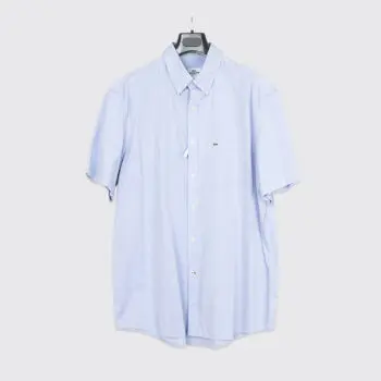 Lacoste Shirt Size 3XL Regular Fit Solid Blue Cotton Short Sleeve with Pocket