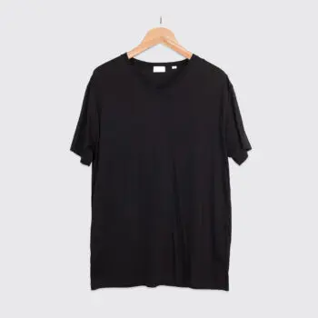 Handvaerk T-Shirt 2XL Men Solid Black Stretch Cotton Lightweight V-Neck Tee