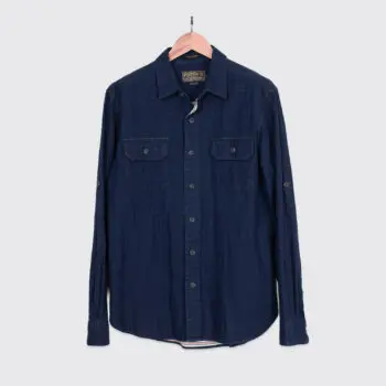 Pendleton Shirt Size L Men Solid Dark Navy Blue Cotton Fairbanks Double Cloth
