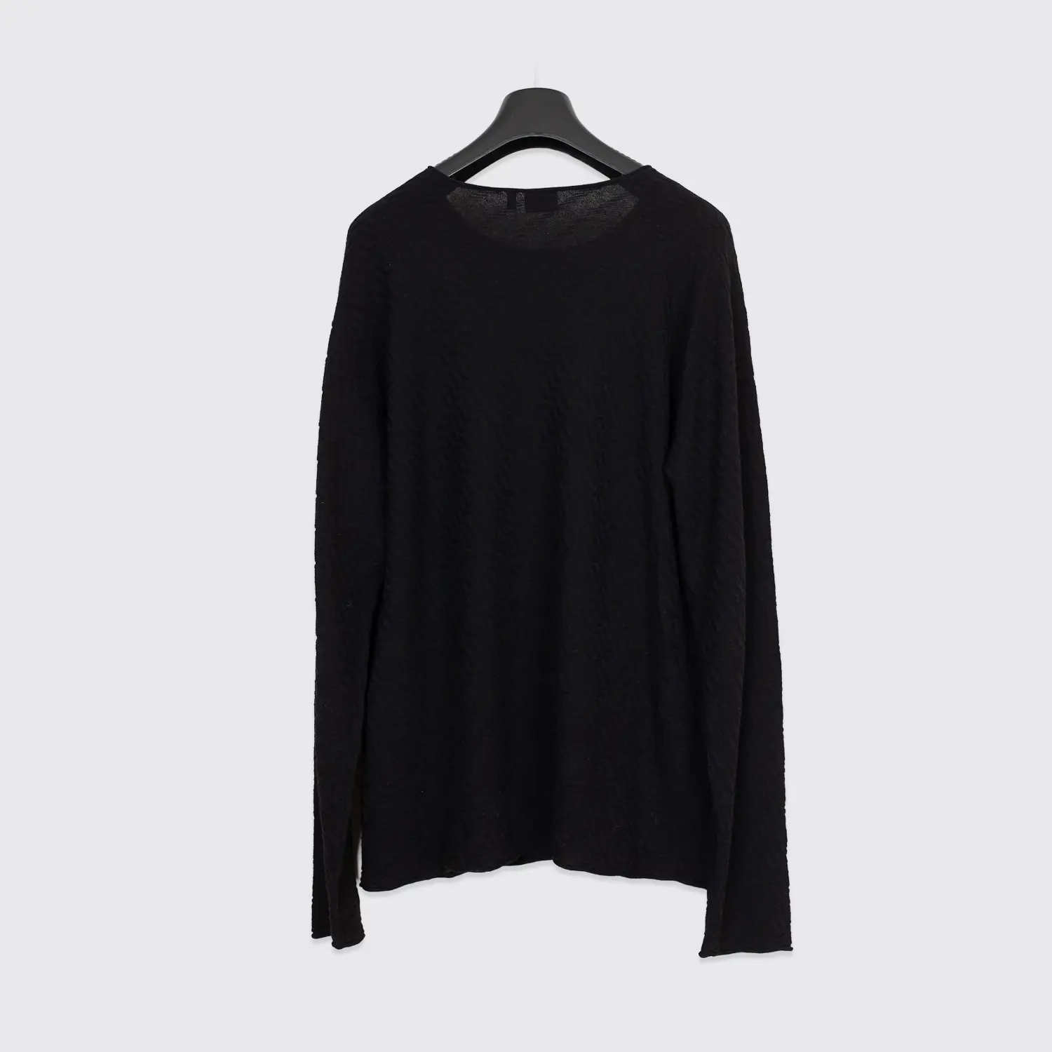 Armani Collezioni Sweater 2XL Men Solid Black Zigzag Silk Cotton Blend Knit