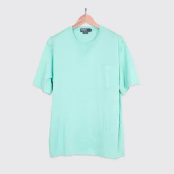 Polo Ralph Lauren T-Shirt Size L Men Blue Green Pima Cotton with Pocket Logo