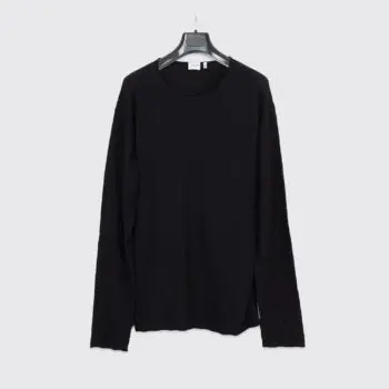 Armani Collezioni Sweater 2XL Men Solid Black Zigzag Silk Cotton Blend Knit