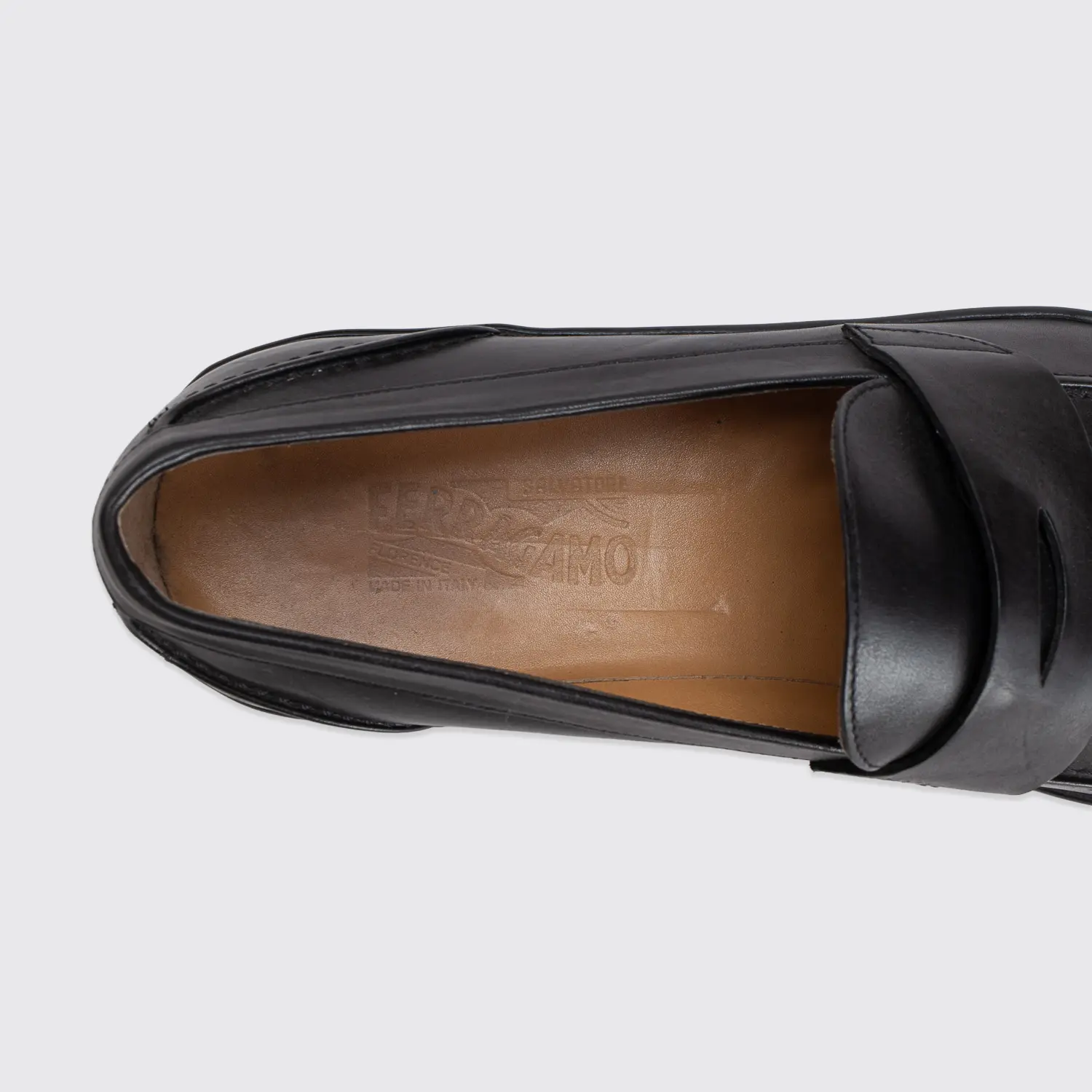 Salvatore Ferragamo Casual Penny Loafers Size 12 Men Black Leather Made in Italy