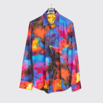 Robert Graham Shirt 3XL Classic Fit Multicolor Gold Floral Embroidered Cotton