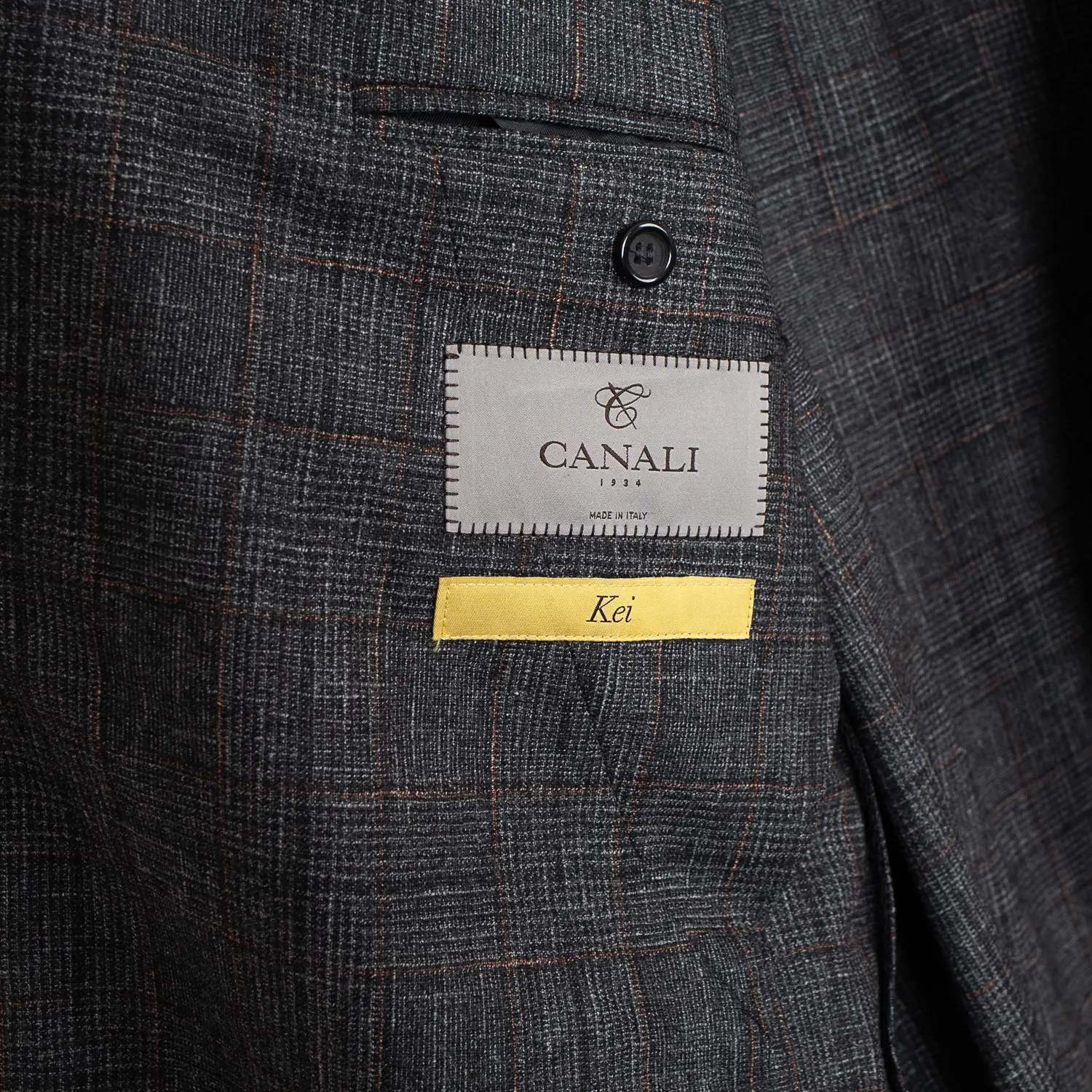Canali Kei Jacket Size EU58 Gray Check Wool Blend Sport Coat Made in Italy
